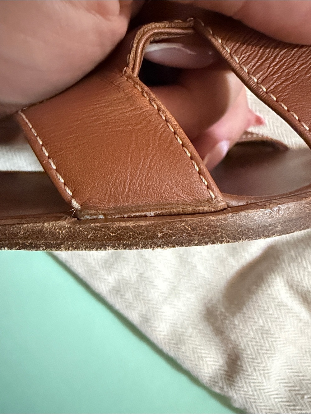 Hermes Brown Oran Leather Slide Sandals - Picture 5 of 5